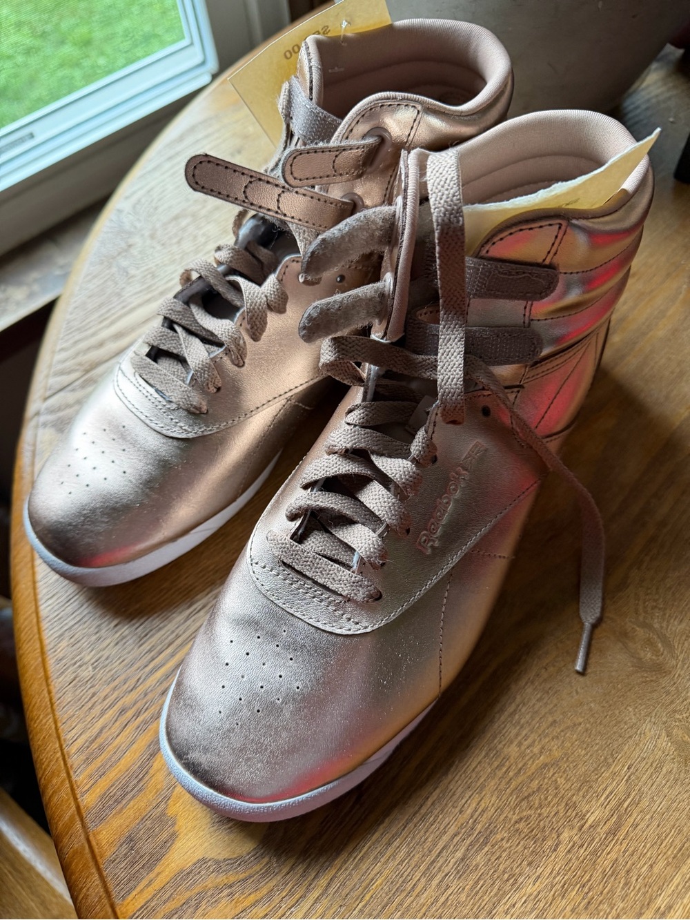 Reebok Women's Rose Gold High-Top Sneakers size 10